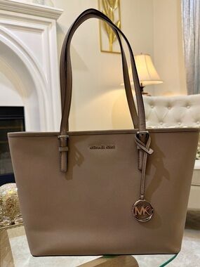 Michael Kors Saffiano Leather Tote in Taupe